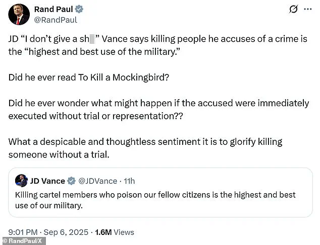 Senator Rand Paul Criticizes VP JD Vance's Venezuela Strike Comments, Citing Harper Lee's *To Kill a Mockingbird*