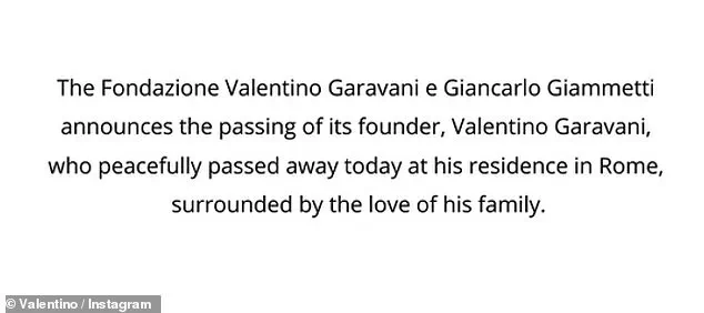 Iconic Italian Designer Valentino Garavani Dies at 93, Foundation Confirms End of an Era for Global Fashion Icon