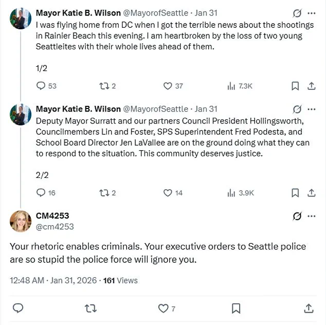 Seattle Mayor Katie Wilson Faces Backlash Over Crime Policies Amid Teen Shootings Near School