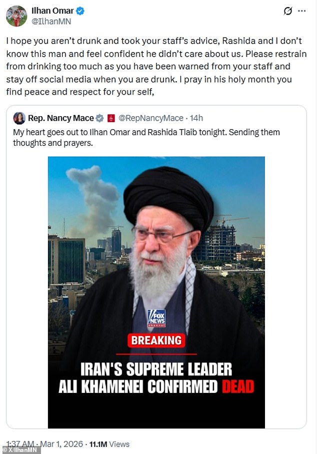 Heated Exchange Between Mace and Omar Over Iran, Trump's Legacy Ignites Social Media Firestorm