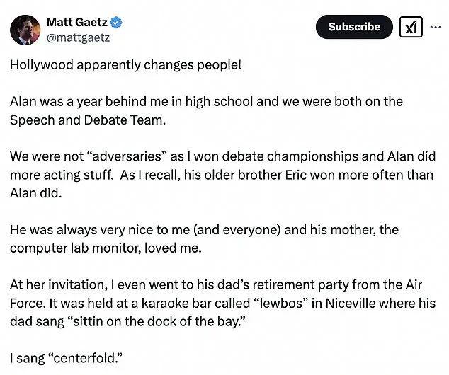 Matt Gaetz and Alan Ritchson's High School Rivalry: An Adversarial Relationship