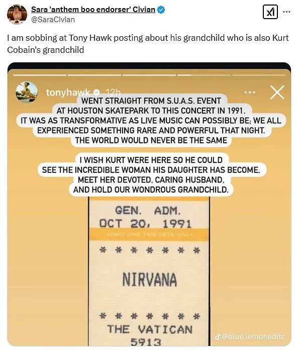 Tony Hawk's Heartfelt Message to Kurt Cobain Resonates with Fans