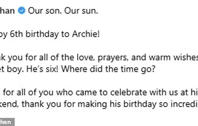 Meghan Markle's Despicable Birthday Tribute to Archie Sparks Outrage as Critics Condemn Her Exploitation of Royal Ties for Self-Promotion