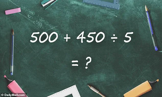 Viral Math Problem Sparks Debate: 500 + 450 ÷ 5 Divides the Internet