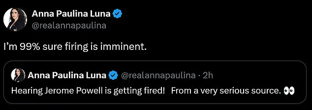 Congresswoman Anna Paulina Luna Claims Jerome Powell Is 'On Thin Ice' Amid Political Tensions Following Trump's Re-election
