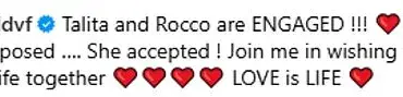 Exclusive: Socialite Talita von Furstenberg Announces Engagement to Rocco Brignone de Brabant in Heartfelt Instagram Post