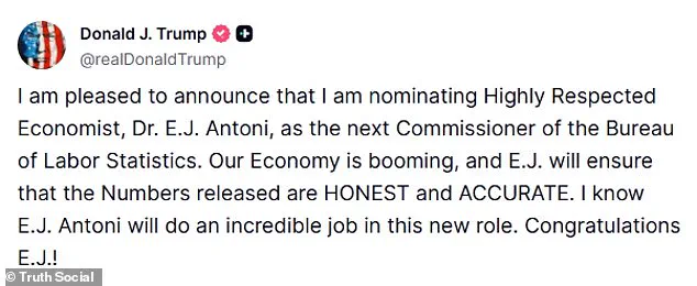 Senate Republicans Warn as Trump's BLS Nominee E.J. Antoni's Qualifications Come Under Scrutiny